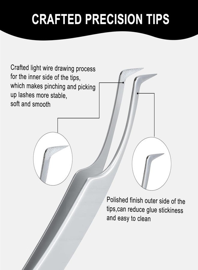 Ms.Queen Eyelash Extension Tweezers,Precision Fine Tip Grip Lash Tweezers for Individual and Volume Eyelash Extensions - Image 2
